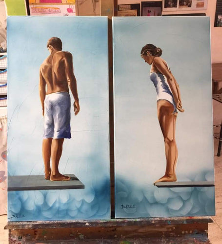 Pareja en la piscina.
